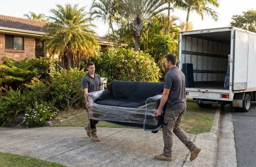 Removalists loading a Brisbane South family home